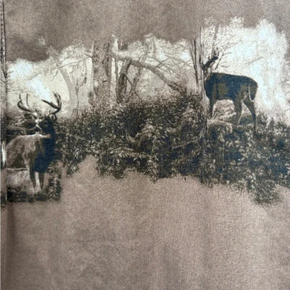 Cabela’s Outfitters Series Deer Hunting Print Button Shirt Mens L Brown Outdoors - Picture 8 of 13
